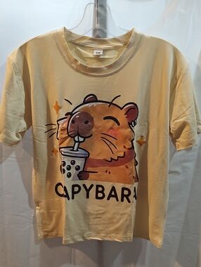 Capybara Graphic Kids T-Shirt -Short  2pcs Yellow Size 10y